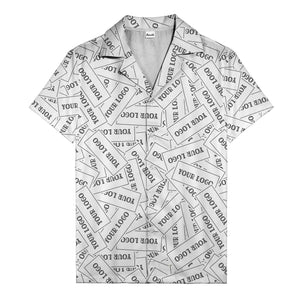 monochrome your logo repeat text graphic hawaiian shirt for men