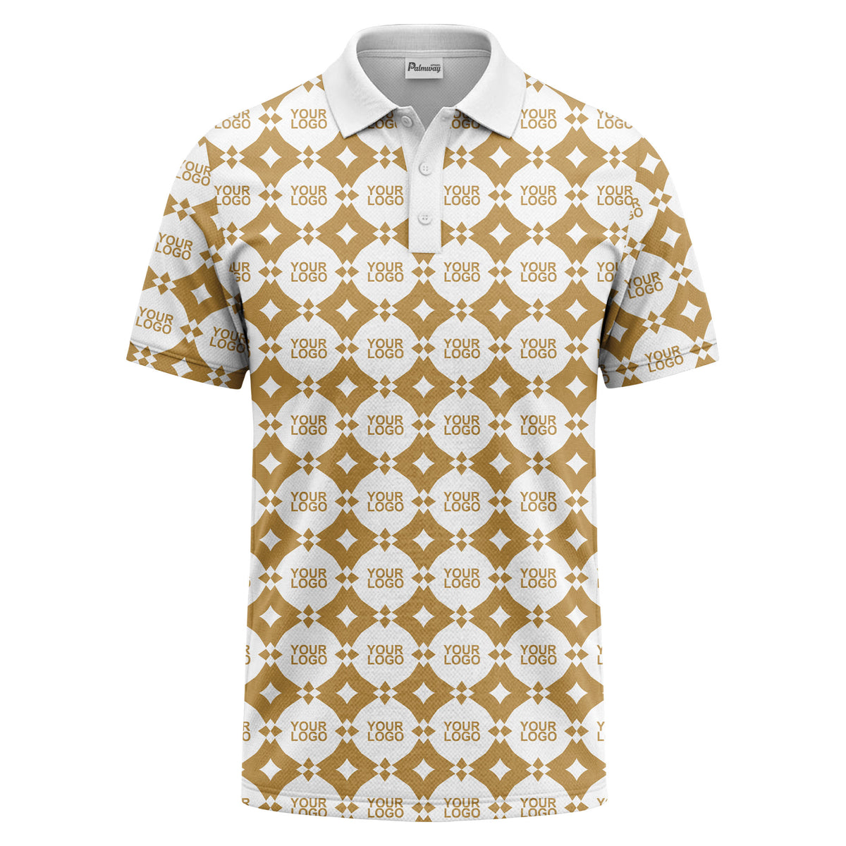 monogrammed gold black diamond repeat luxury polo shirt