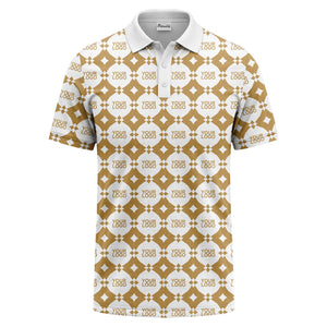 monogrammed gold black diamond repeat luxury polo shirt