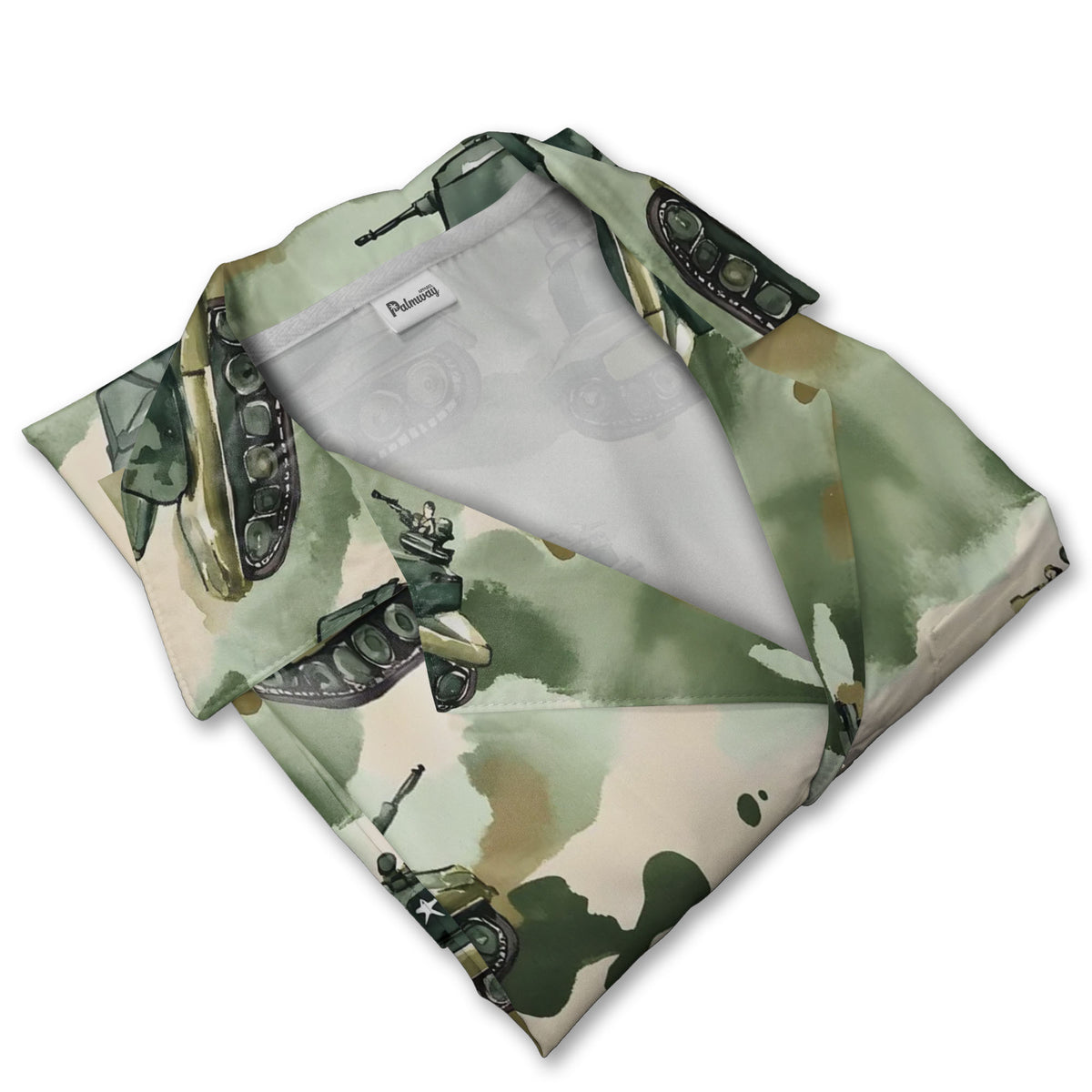 Patriotic Army Tank & Soldiers Hawaiian Shirt – Camo Military Design