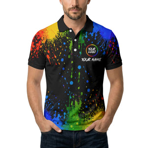 rainbow paint splatter custom logo personalized polo shirt