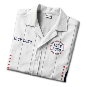 red stars & chicago stripes customizable logo hawaiian shirt