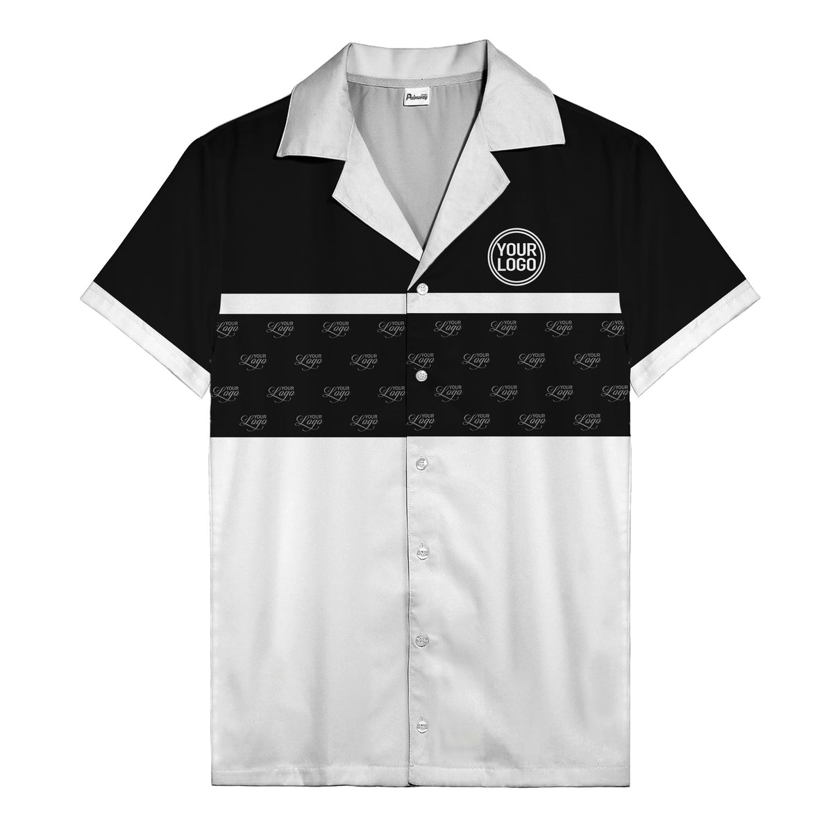 retro bowling custom logo repeat hawaiian shirt for men