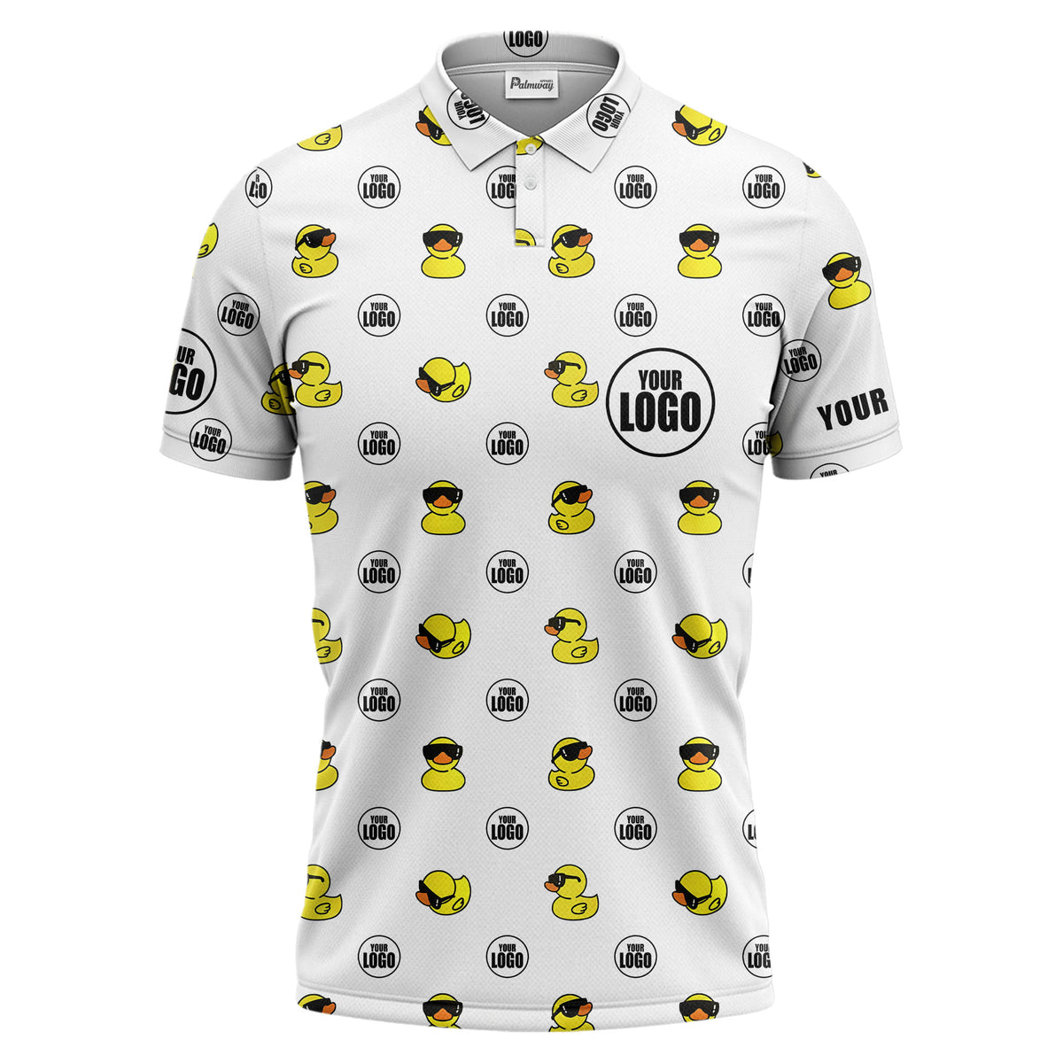 rubber duck repeat cartoon pattern custom logo black polo shirt for men