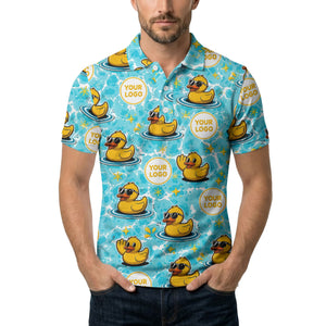 rubber ducks surfing waves fun cartoon polo shirt for men