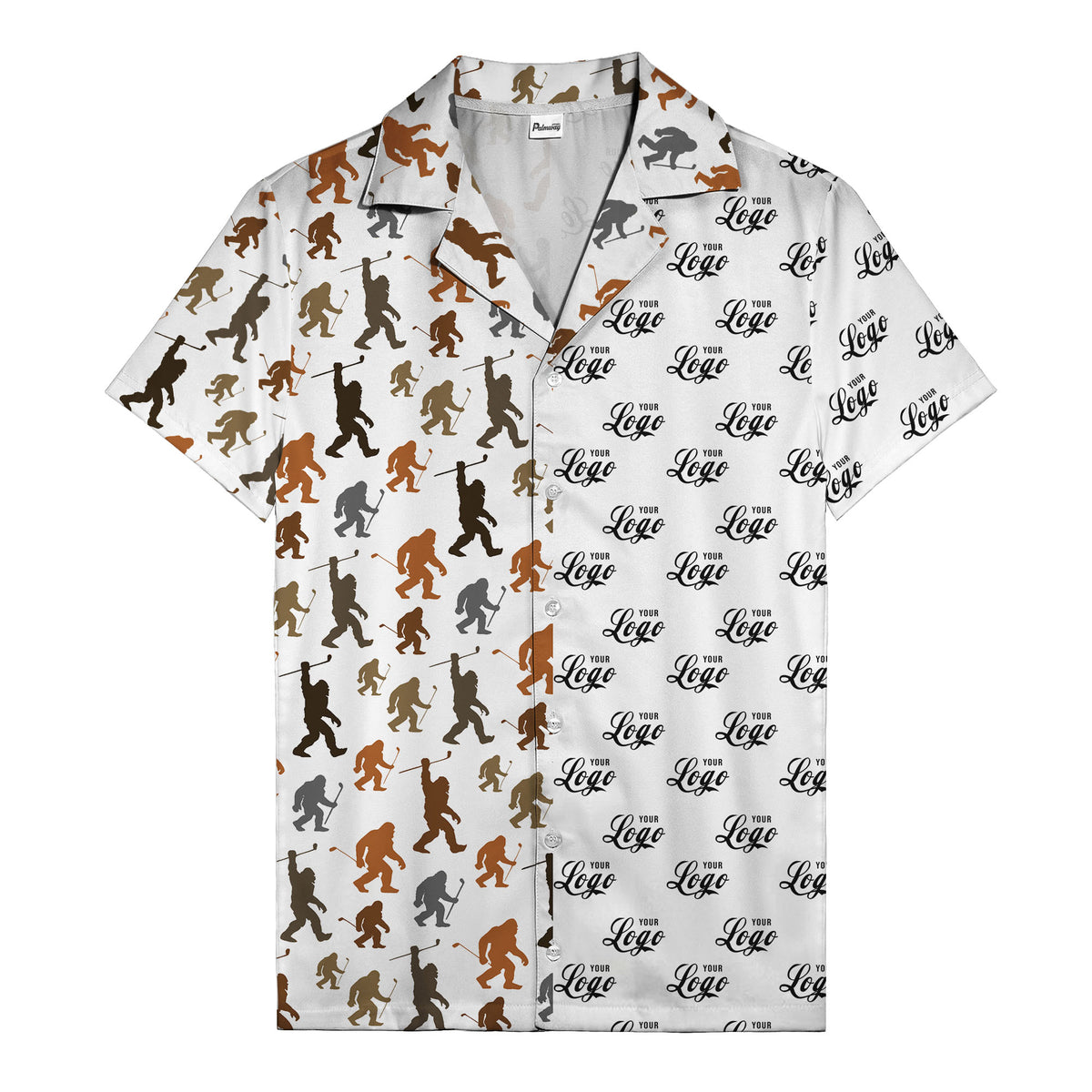 sasquatch golfers swinging clubs cartoon black hawaiian shirt for men