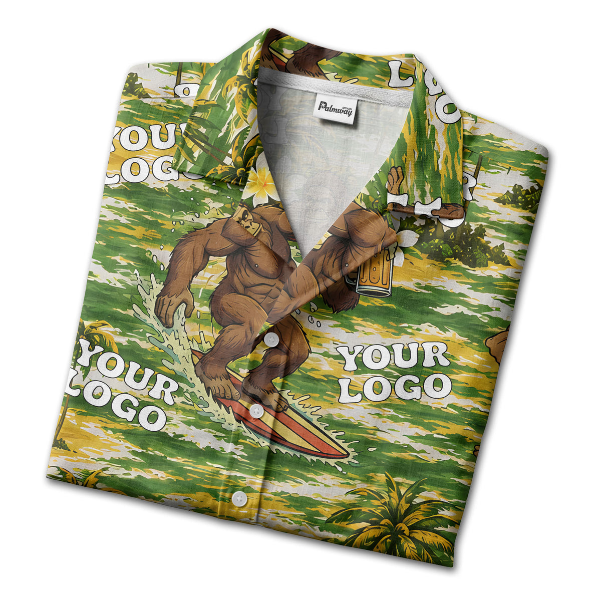 sasquatch surfing beer party aloha hawaiian shirt