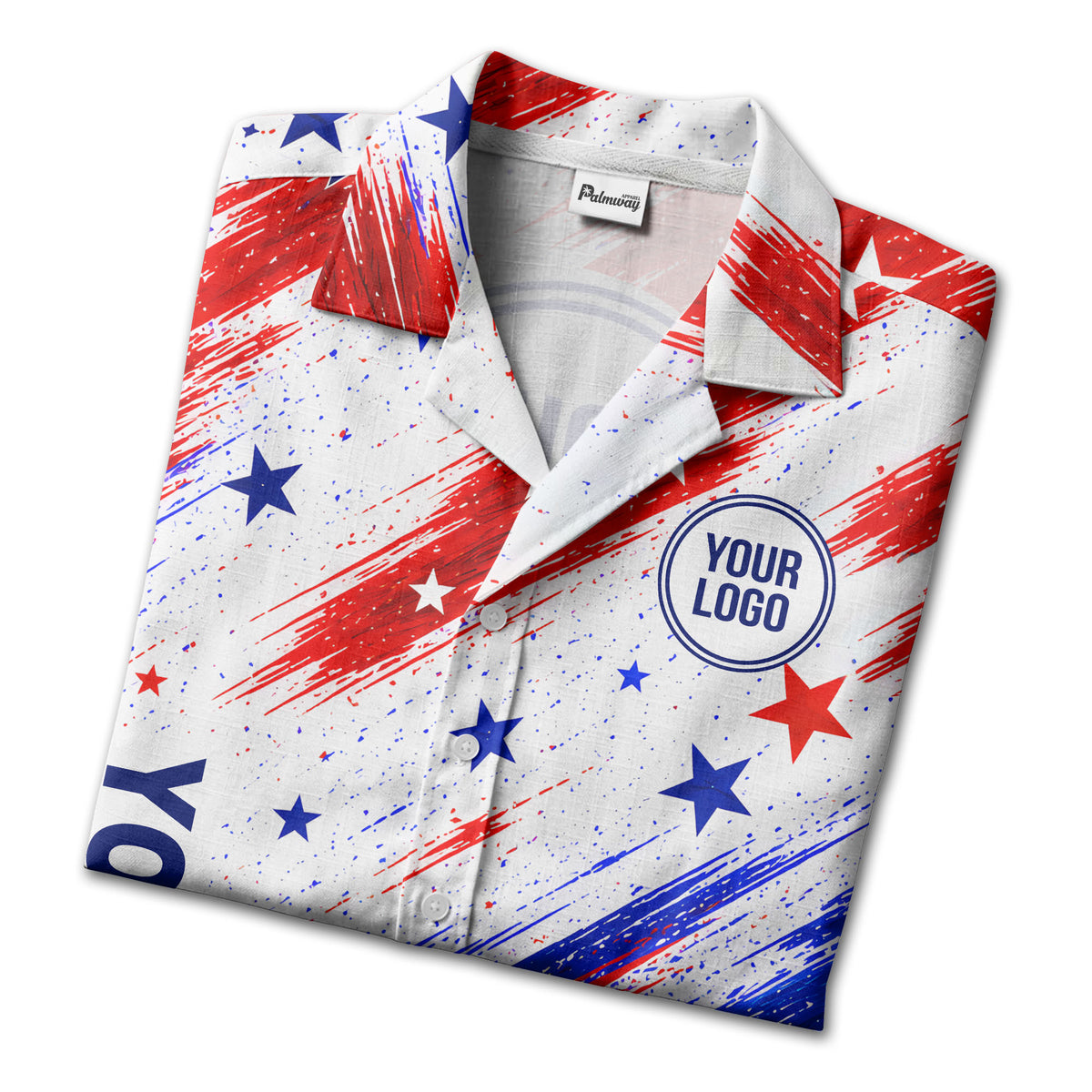 stars & stripes diagonal brushstroke american flag hawaiian shirt