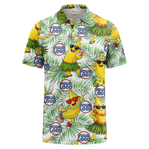 sunglass bananas luau palm leaves polo shirt for men