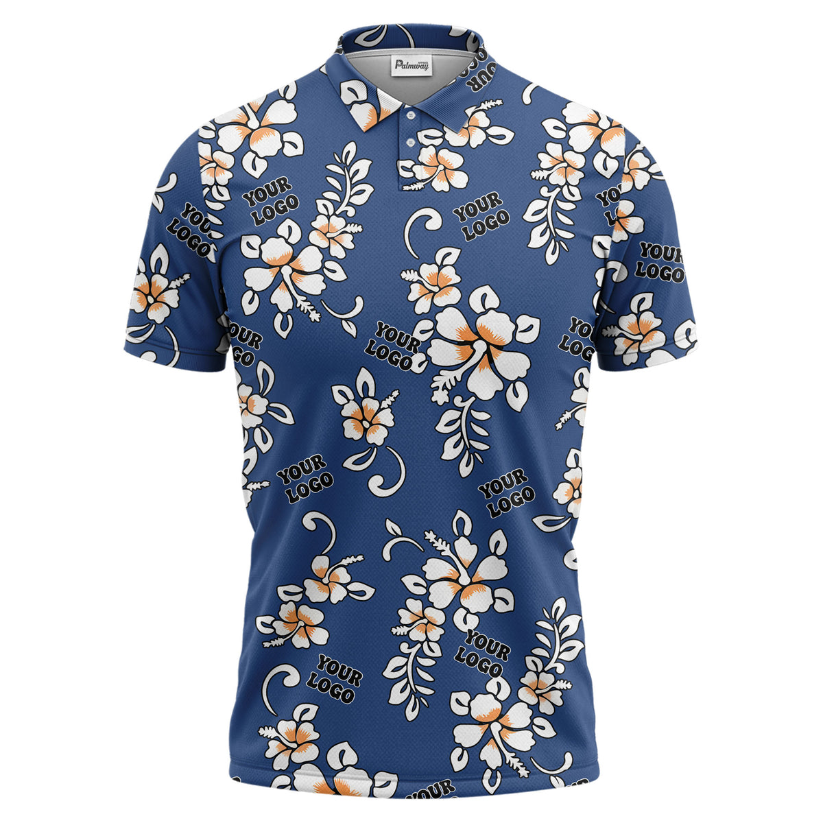 tropical floral hawaiian orange flowers leaves polo shirt for beach getaways
