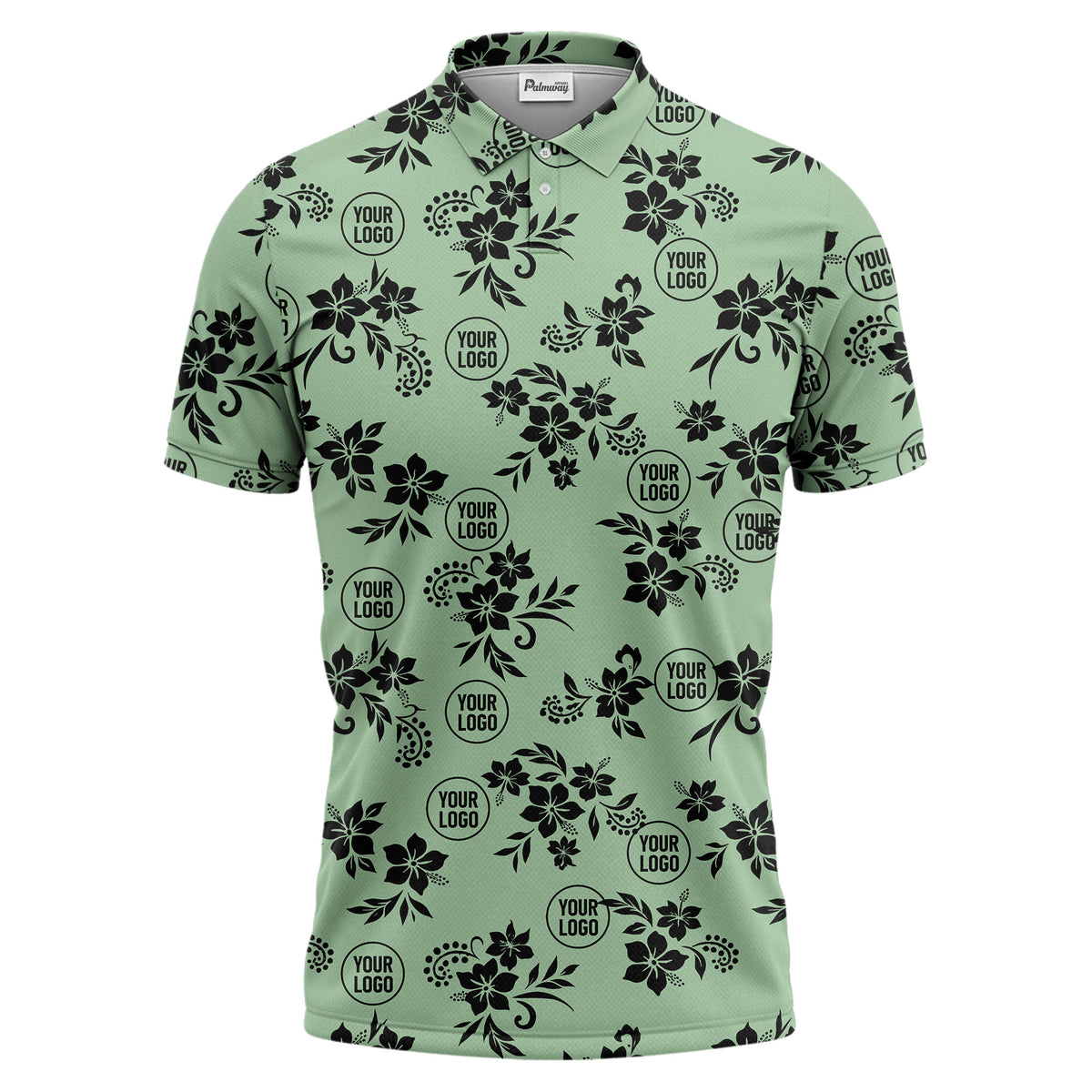 tropical floral leaves & circles polo shirt for island vibes