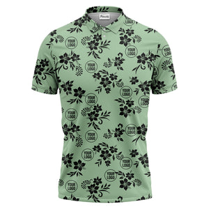tropical floral leaves & circles polo shirt for island vibes