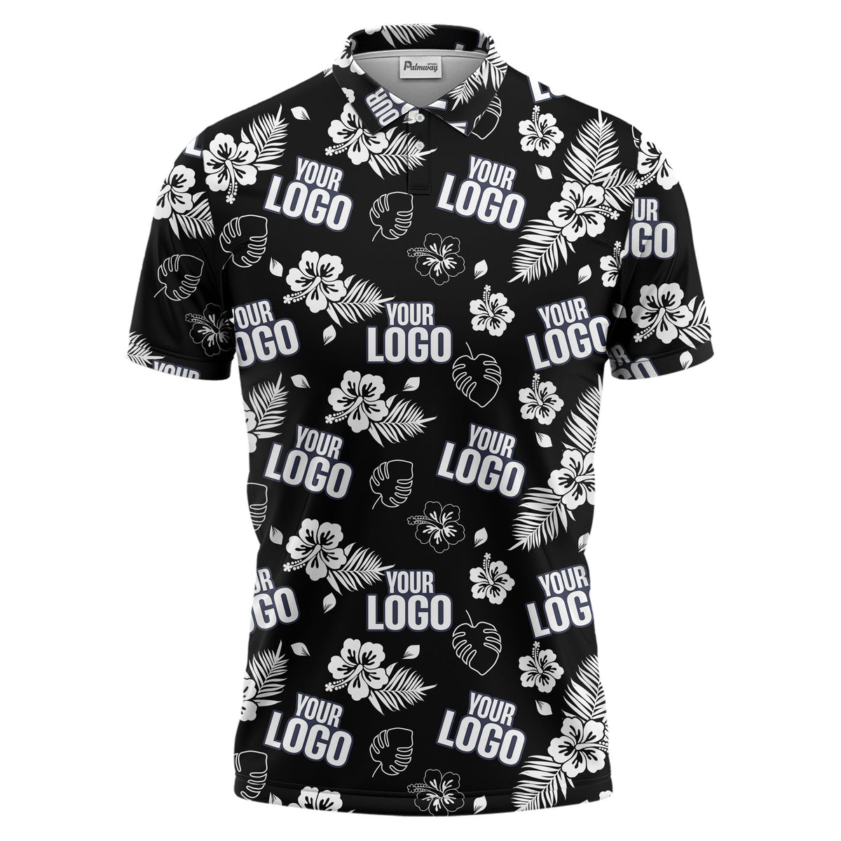 tropical hibiscus polo shirt with custom logo | custom color floral