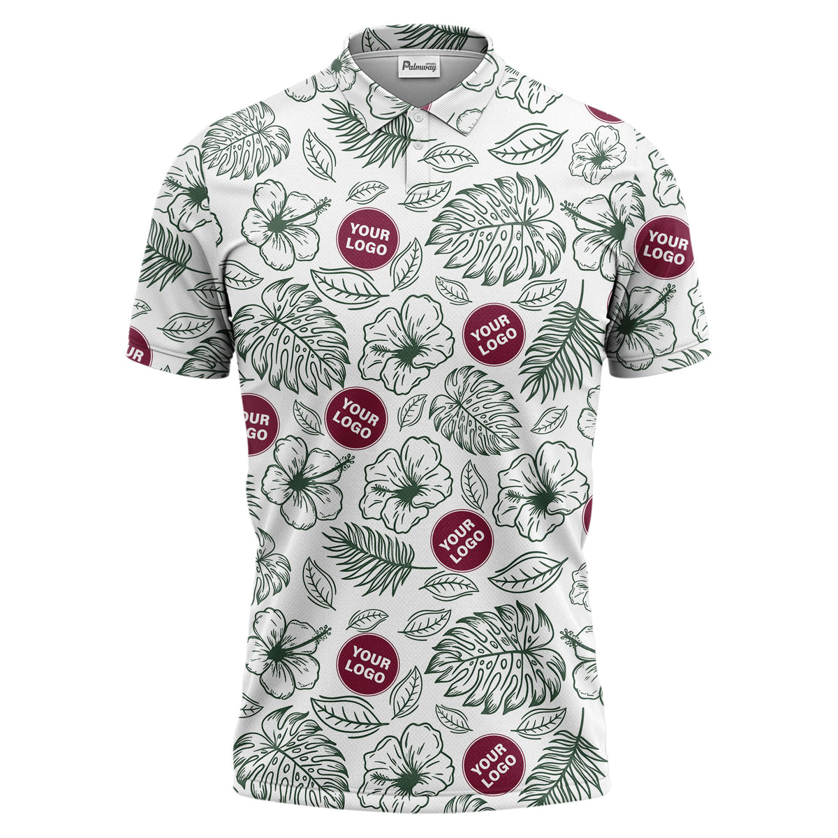 tropical illustrated floral leaves polo shirt for vacation vibes