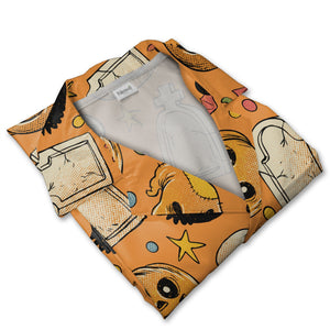 Vintage Comic Halloween Hawaiian Shirt with Skulls and Bats
