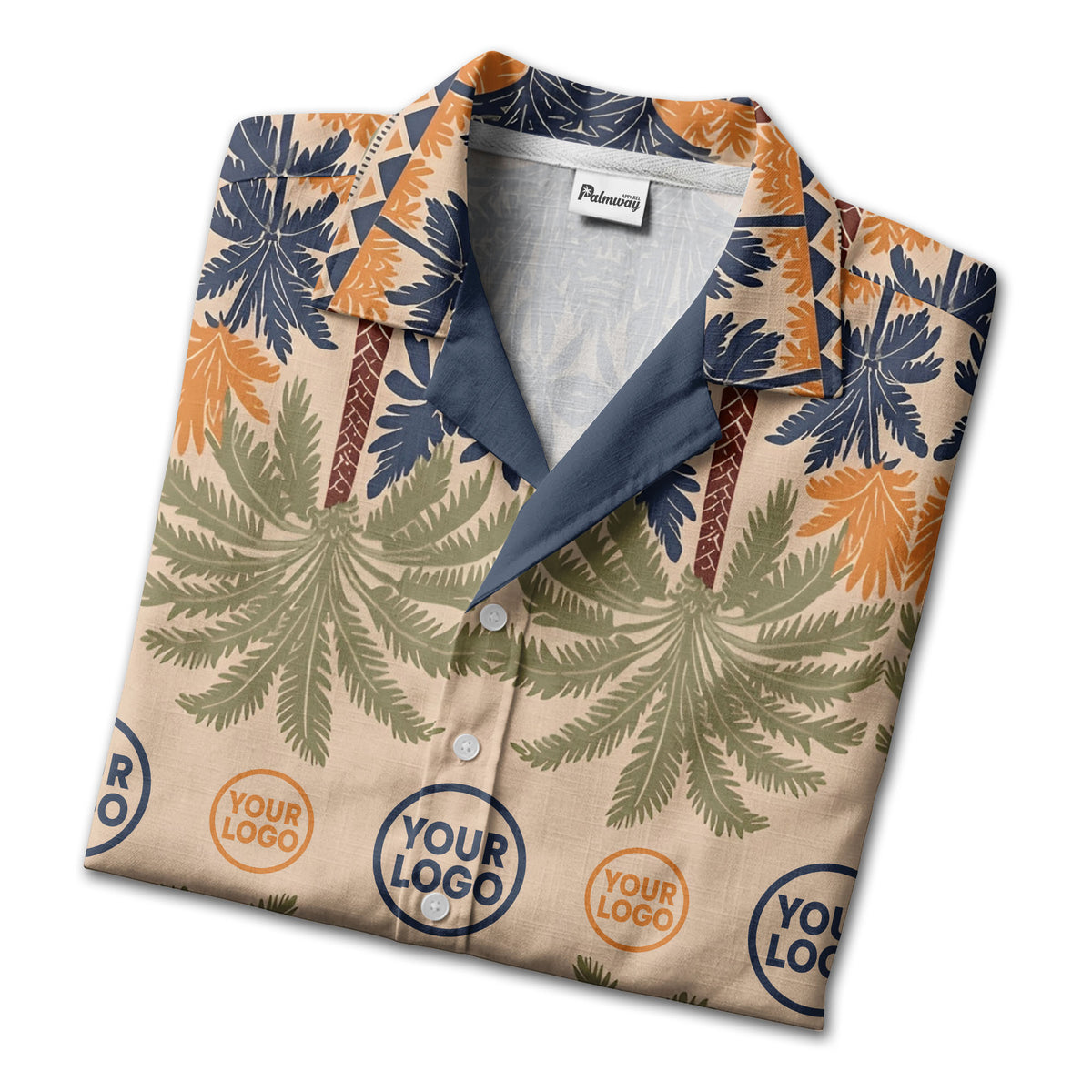 vintage illustrated palm tree oasis repeat hawaiian shirt