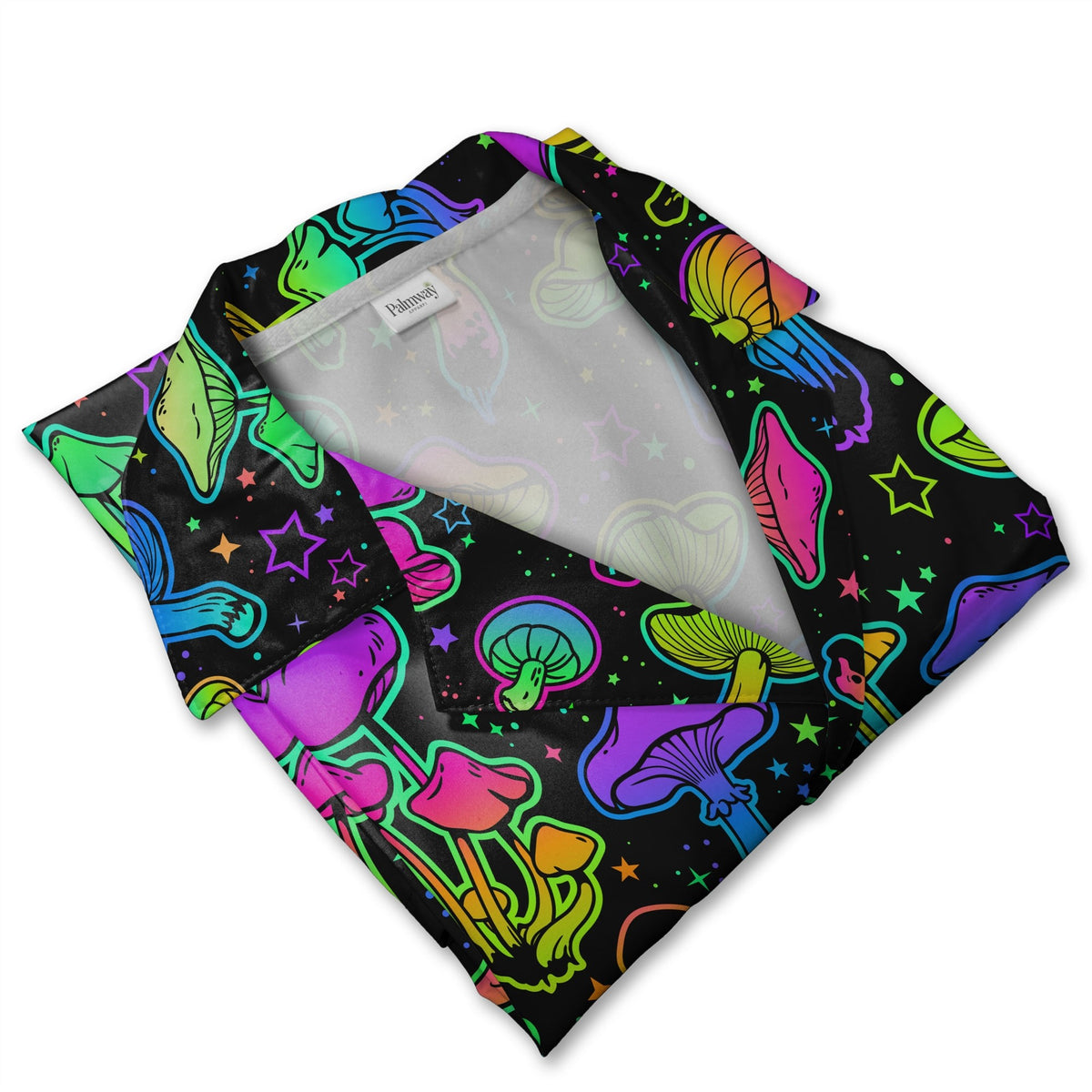 Watercolor Amanita and Forest Mushroom Hawaiian Shirt with Leafy Foliage