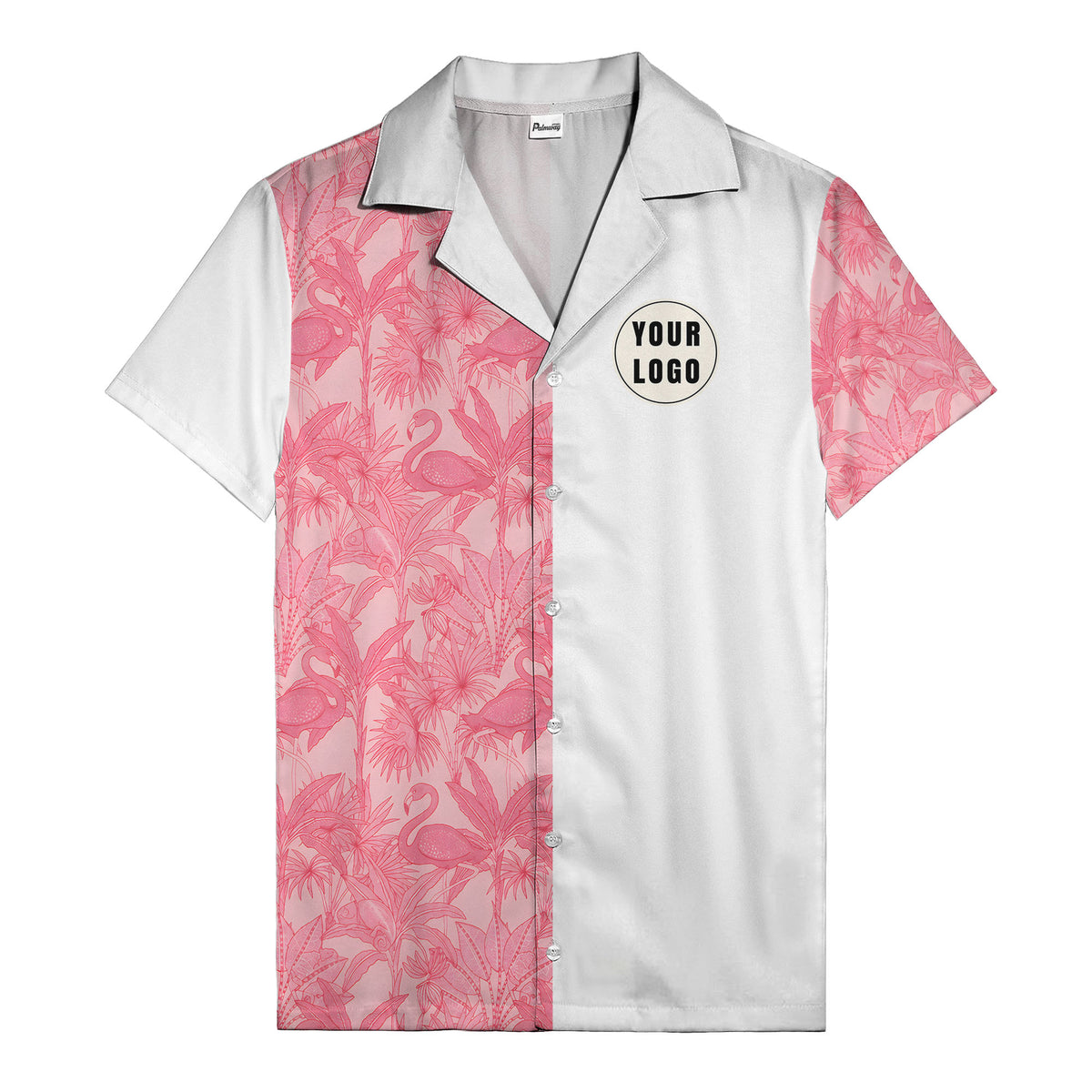 watercolor flamingo pineapple leaf repeat hawaiian shirt for men