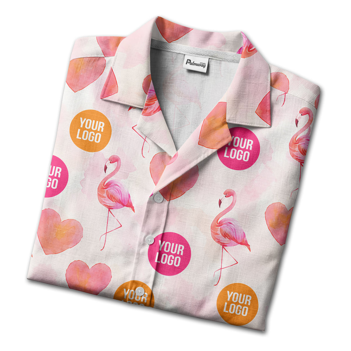 watercolor flamingos & hearts aloha hawaiian shirt