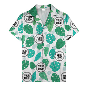 watercolor monstera leaf repeat & signature logo hawaiian shirt