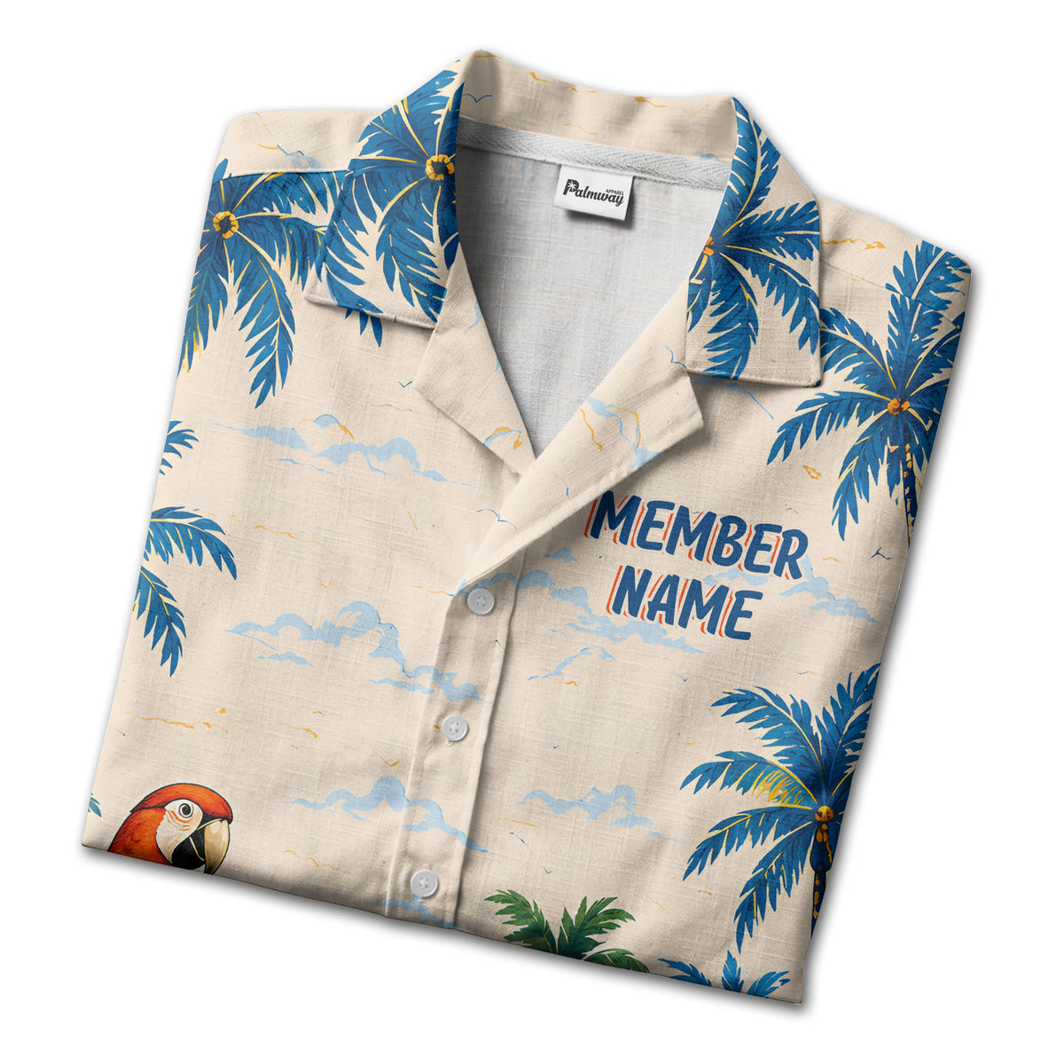 watercolor parrot sailboat castle ruins hawaiian shirt