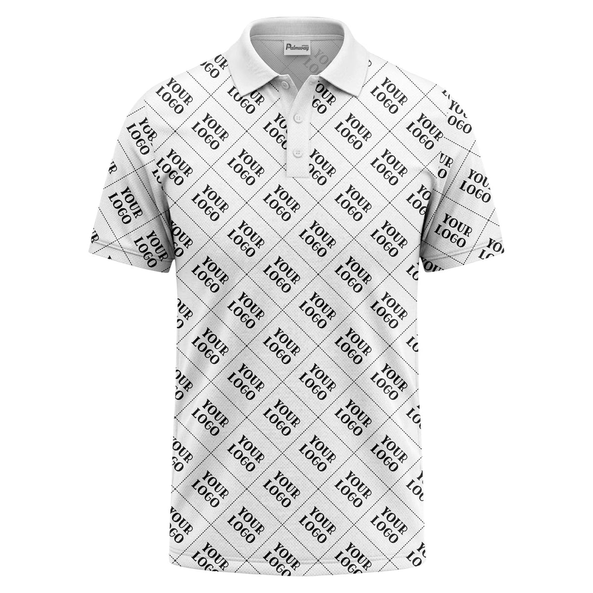 your logo diamond grid monochrome custom polo shirt for men