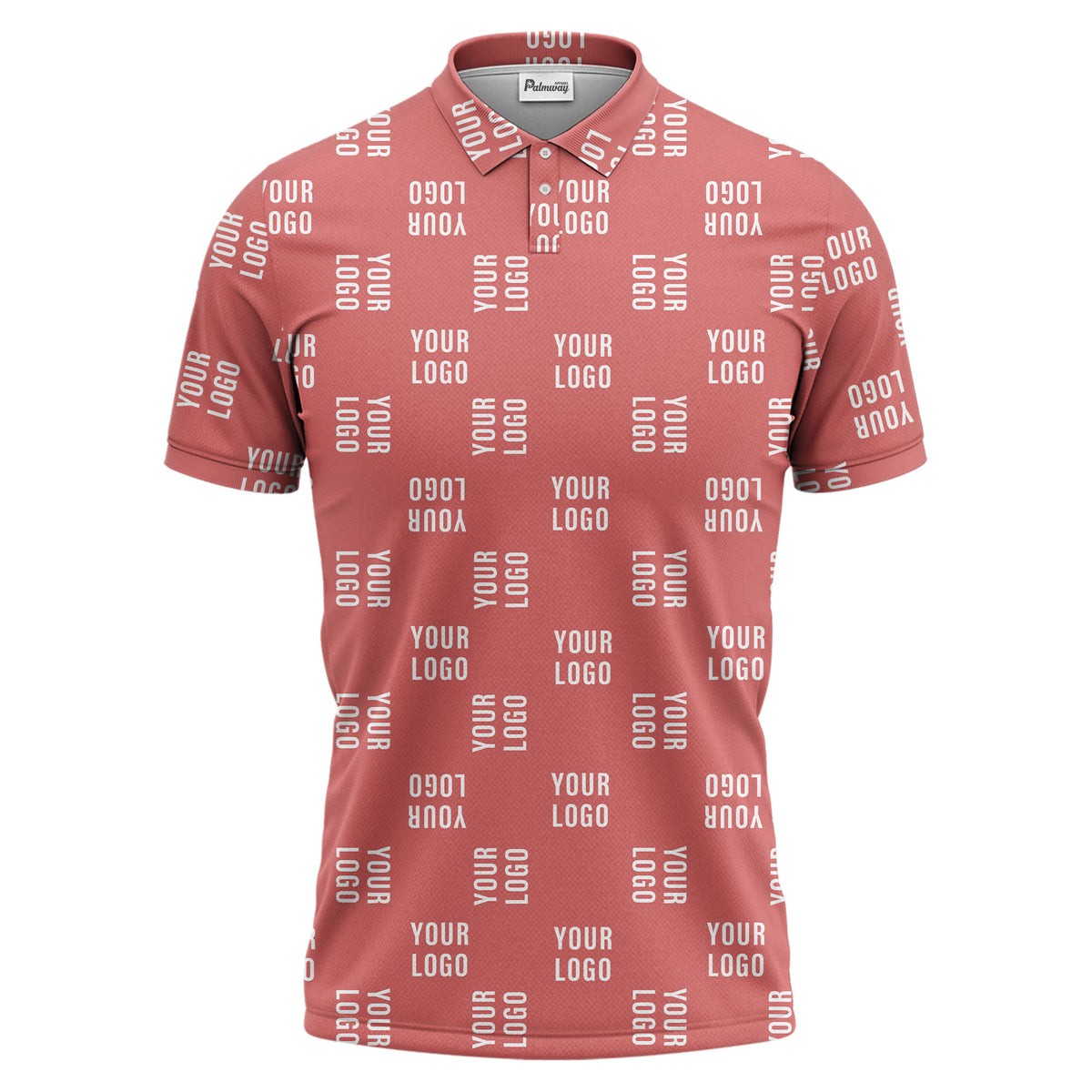 black repeat custom logo text pattern polo shirt for men