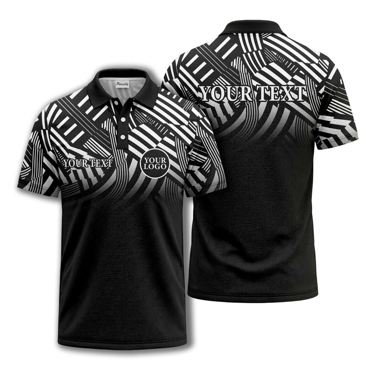 bold geometric stripes customizable polo shirt for men