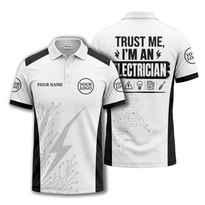 circuit board lightning bolt graphic modern tech polo shirt