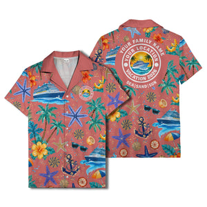 cruise ship palm trees starfish watercolor hawaiian shirt