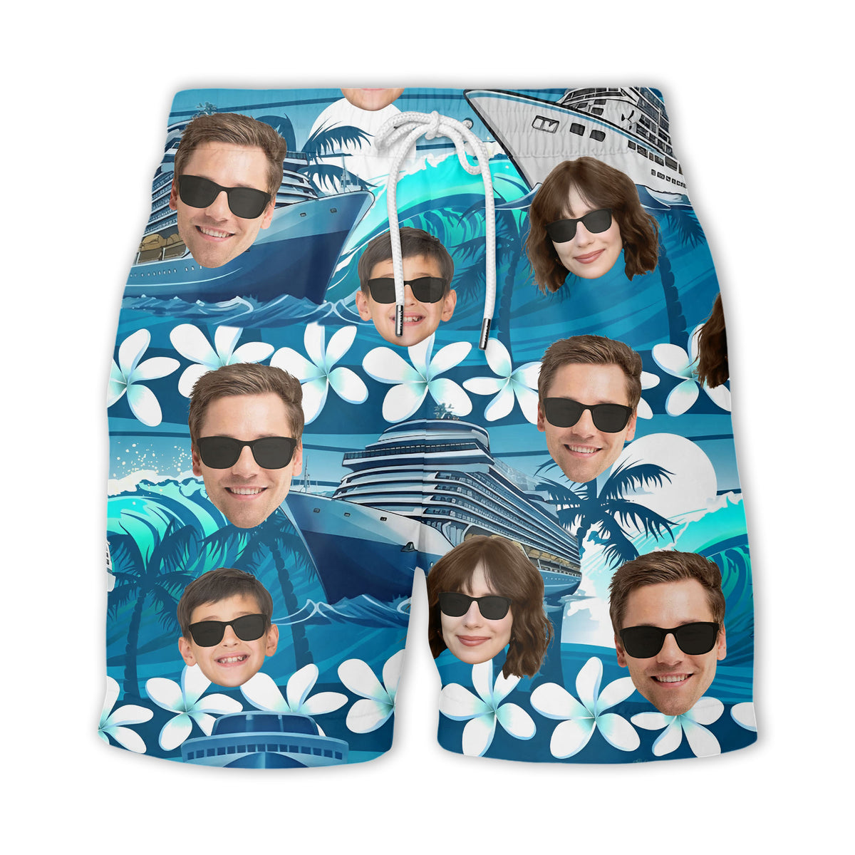 cruise ship silhouettes & plumeria hawaiian shirt