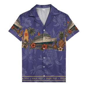cruise ship surfboard pineapple palm hibiscus hawaiian shirt