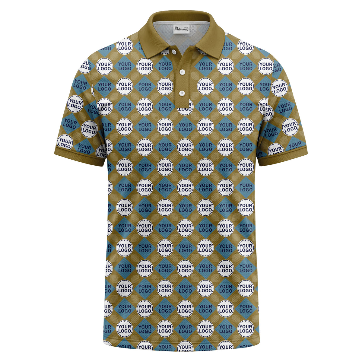 custom diamond grid circular logos polo shirt for men