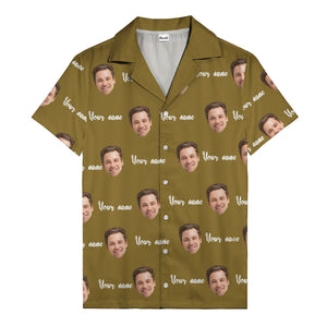 custom face portrait & personalized text repeat hawaiian shirt