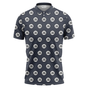 custom geometric circles logo polo shirt in red white black for men