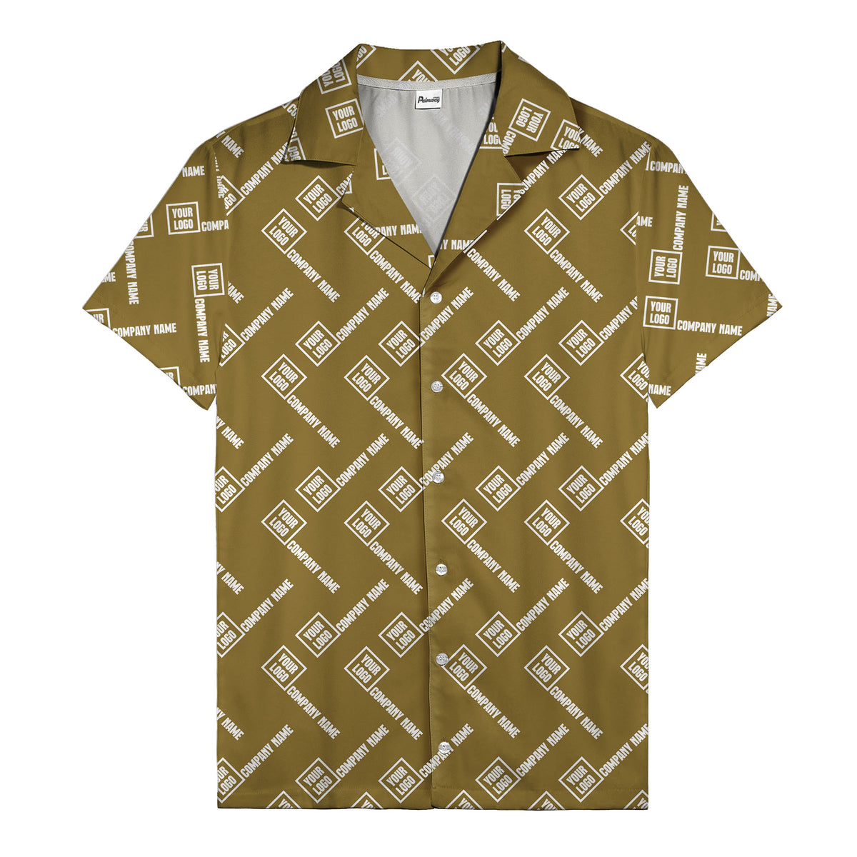 custom logo & company name repeat black hawaiian shirt for men