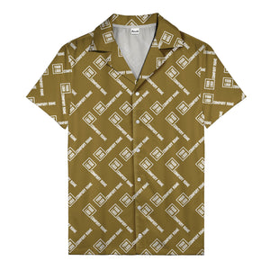 custom logo & company name repeat black hawaiian shirt for men