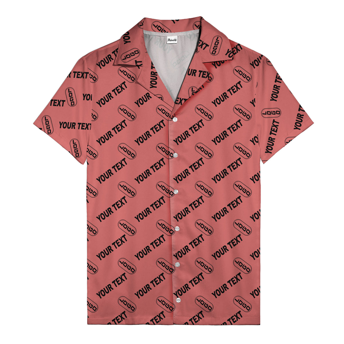custom logo & editable text repeat pattern black hawaiian shirt