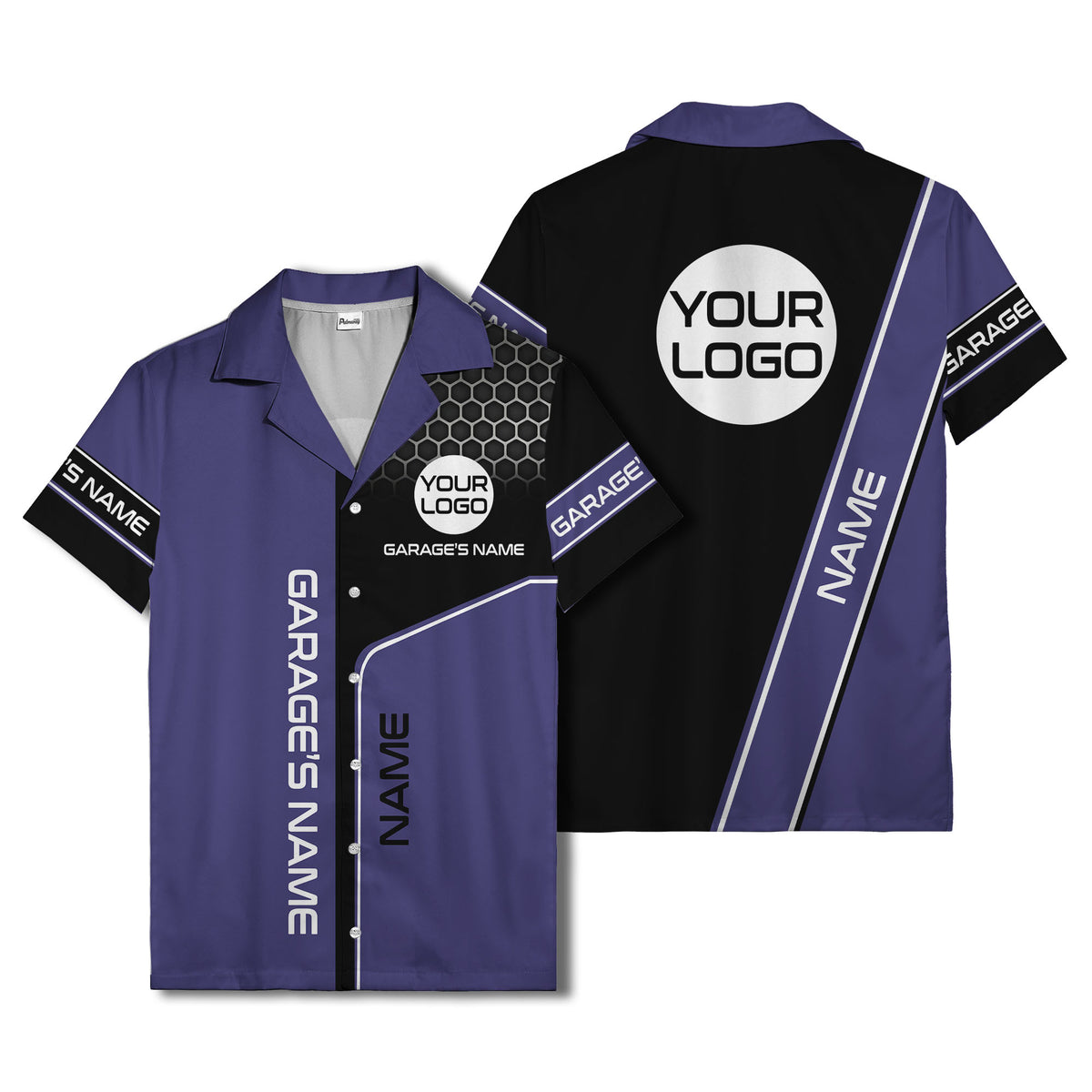 custom logo hexagonal honeycomb automotive hawaiian shirt for men