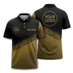 custom logo & name black white gradient corporate polo shirt