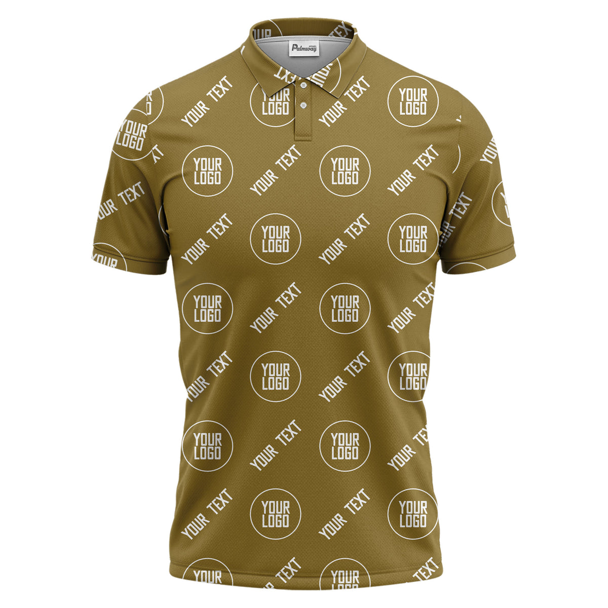 custom logo & text repeat pattern black personalized polo shirt for men