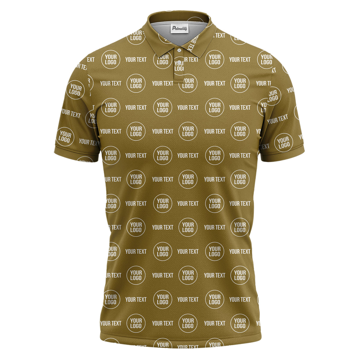 custom logo & text repeat pattern black polo shirt for men