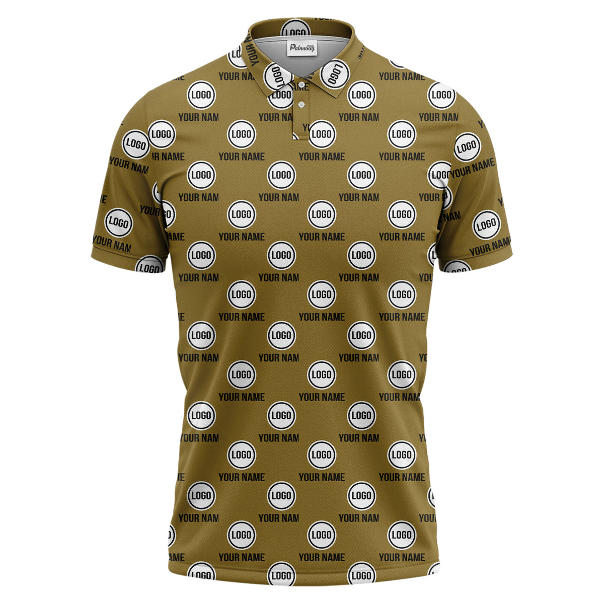 custom name & logo repeat circle pattern black polo shirt