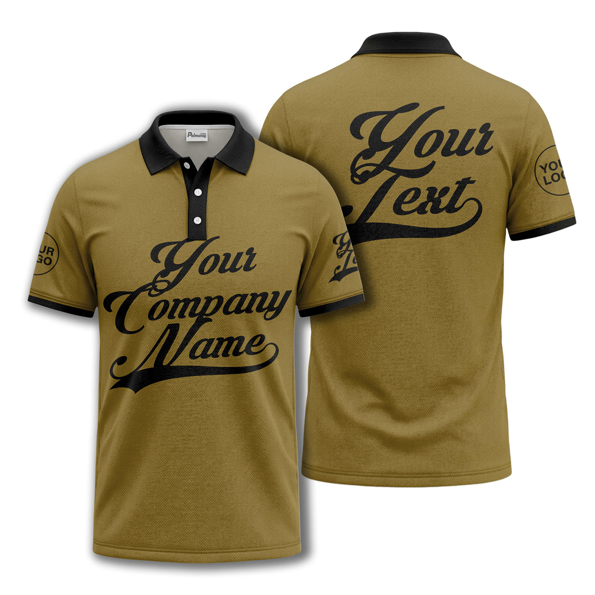 custom script logo corporate casual polo shirt for men