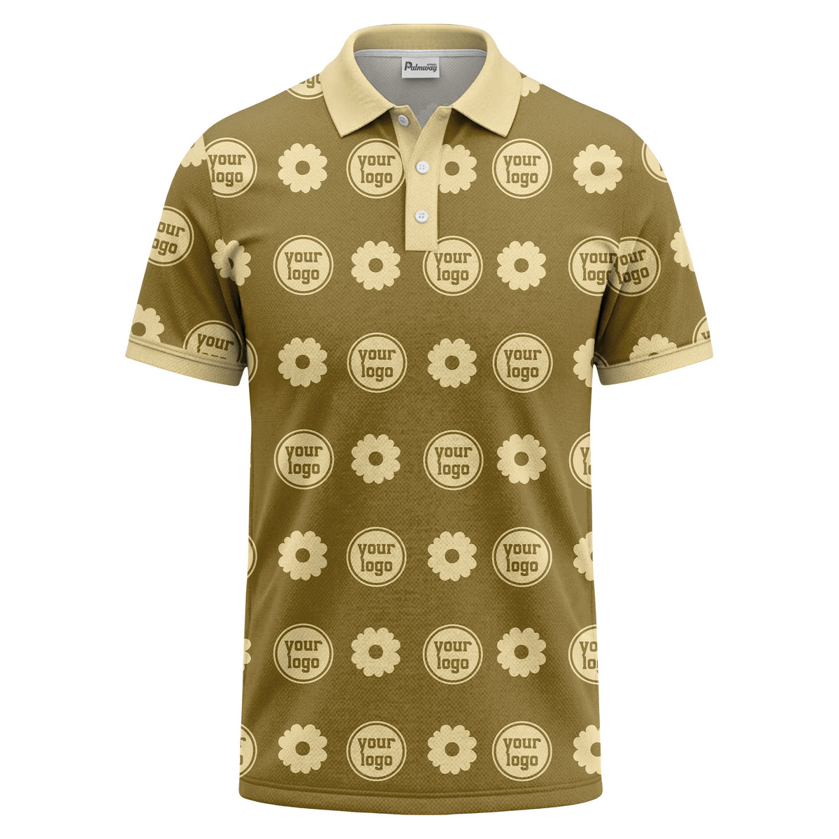 customizable daisy & monogram repeat pattern polo shirt