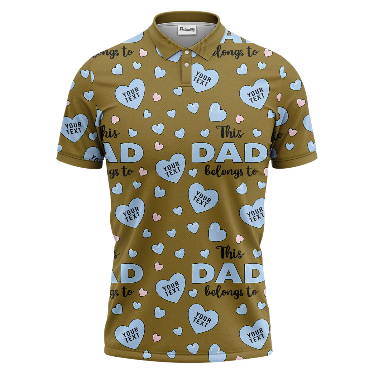 customizable hearts & text father's day all over print polo shirt for men