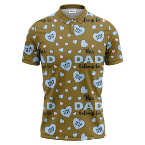 customizable hearts & text father's day all over print polo shirt for men