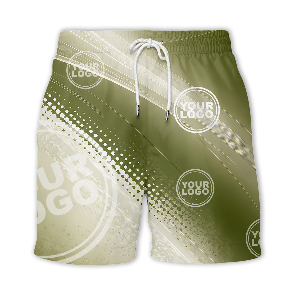 customizable logo circles & diagonal stripes olive green hawaiian shirt