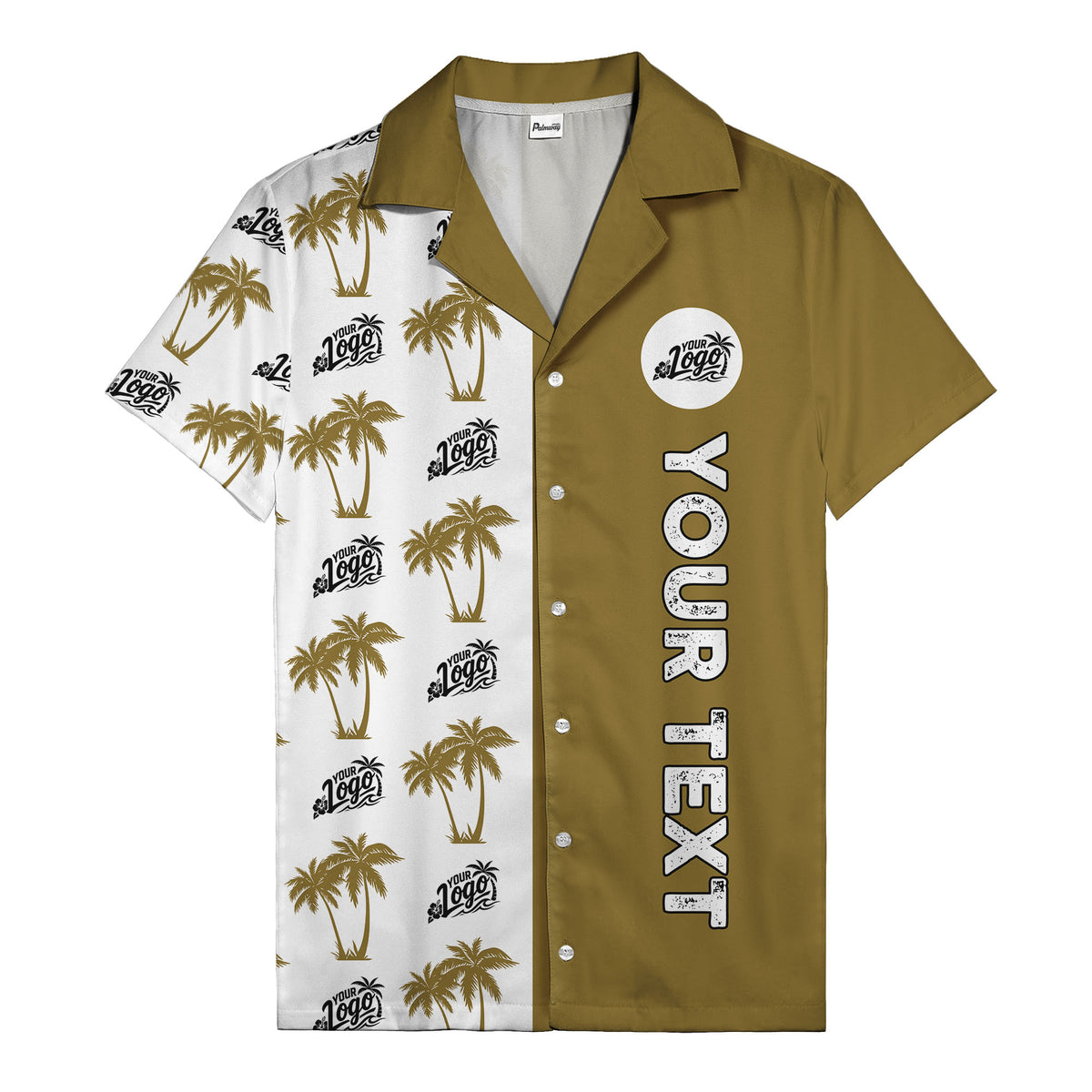 customizable palm tree & personalized text tropical green hawaiian shirt for vacation