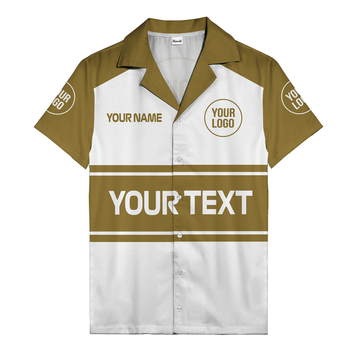 customizable text & logo horizontal stripe bowling hawaiian shirt